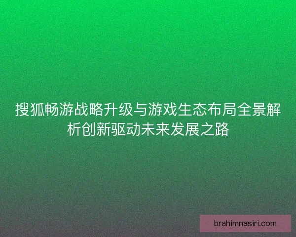 搜狐畅游战略升级与游戏生态布局全景解析创新驱动未来发展之路
