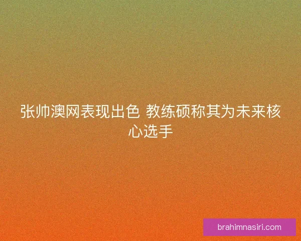 张帅澳网表现出色 教练硕称其为未来核心选手