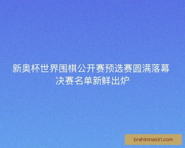 新奥杯世界围棋公开赛预选赛圆满落幕 决赛名单新鲜出炉
