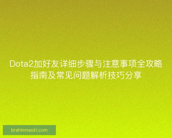 Dota2加好友详细步骤与注意事项全攻略指南及常见问题解析技巧分享